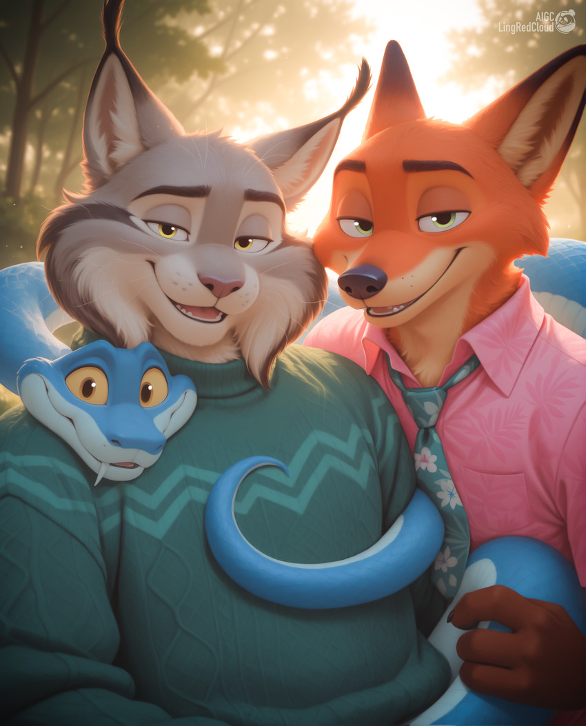 gary de'snake, nick wilde, and pawbert lynxley (zootopia and etc) directed by lingredcloud