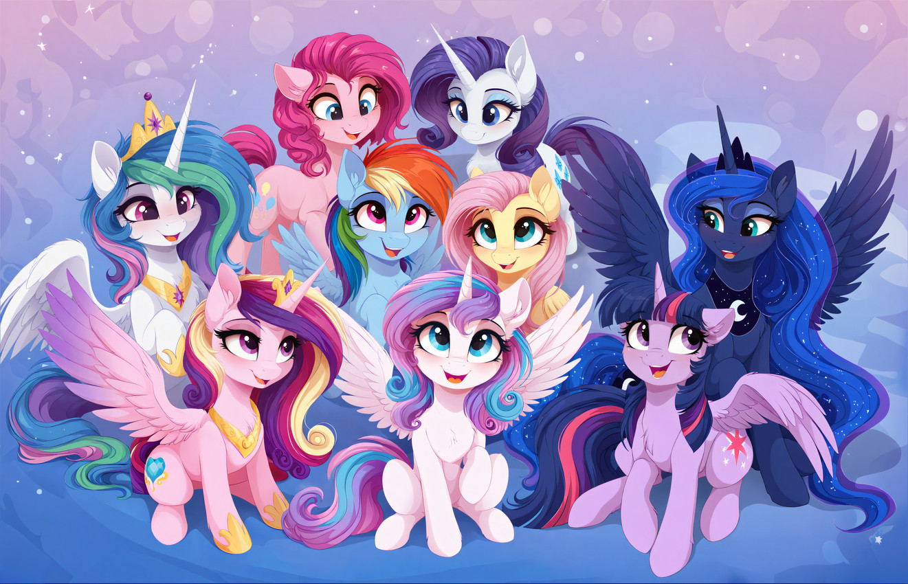 princess celestia, princess cadance, twilight sparkle, princess luna, flurry heart, and etc (friendship is magic and etc) directed by kanemon