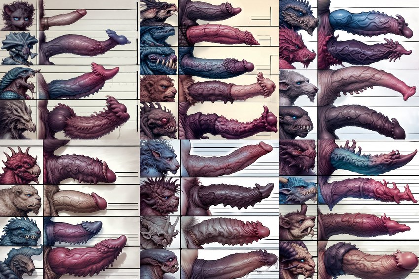 animal_genitalia animal_penis balls big_penis blue_body blue_eyes bodily_fluids chart circumcised comparing comparing_penis erection fangs foreskin genital_fluids genital_slit genitals glans group horn huge_penis humanoid_genitalia humanoid_penis hybrid_genitalia hybrid_penis knot lineup long_penis male medial_ring nubbed_penis penile_spines penis penis_size_difference precum purple_penis red_body retracted_foreskin ribbed_penis ridged_penis scales sharp_teeth sheath slit spiked_penis spikes spikes_(anatomy) teeth thick_penis tongue tongue_out unusual_anatomy unusual_genitalia unusual_penis vein veiny_penis anonymous_director alien dragon mammal monster reptile scalie hi_res