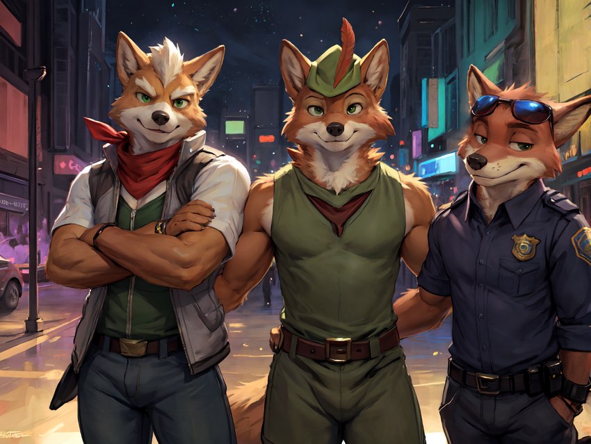 fox mccloud, nick wilde, and robin hood directed by styx343