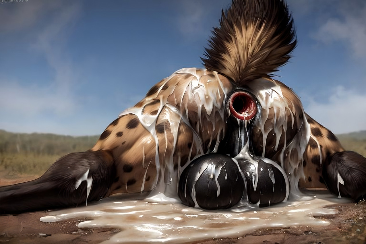 after_anal after_sex anus balls big_balls big_butt bodily_fluids butt butt_focus clothing cum cum_covered cum_drip cum_in_ass cum_inside cum_on_balls cum_on_body cum_on_butt cum_on_leg cum_pool detailed_anus dripping excessive_cum excessive_genital_fluids fluffy fluffy_tail fur gaping gaping_anus genital_fluids genitals grass huge_balls legwear lying male messy nature nature_background on_front photorealism plant rear_view simple_background sky solo spots spotted_body spotted_fur stockings thick_thighs need_wiener_now hyaenid mammal spotted_hyena hi_res portrait tagme