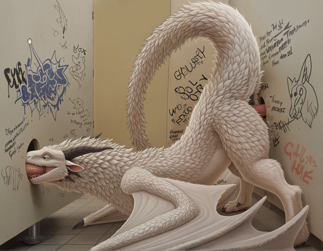 bathroom bestiality fellatio female feral feral_penetrated group human_on_feral human_penetrating human_penetrating_feral interspecies male male/female oral penetration penile public_restroom sex trio retr-1 furred_wyvern human mammal hi_res