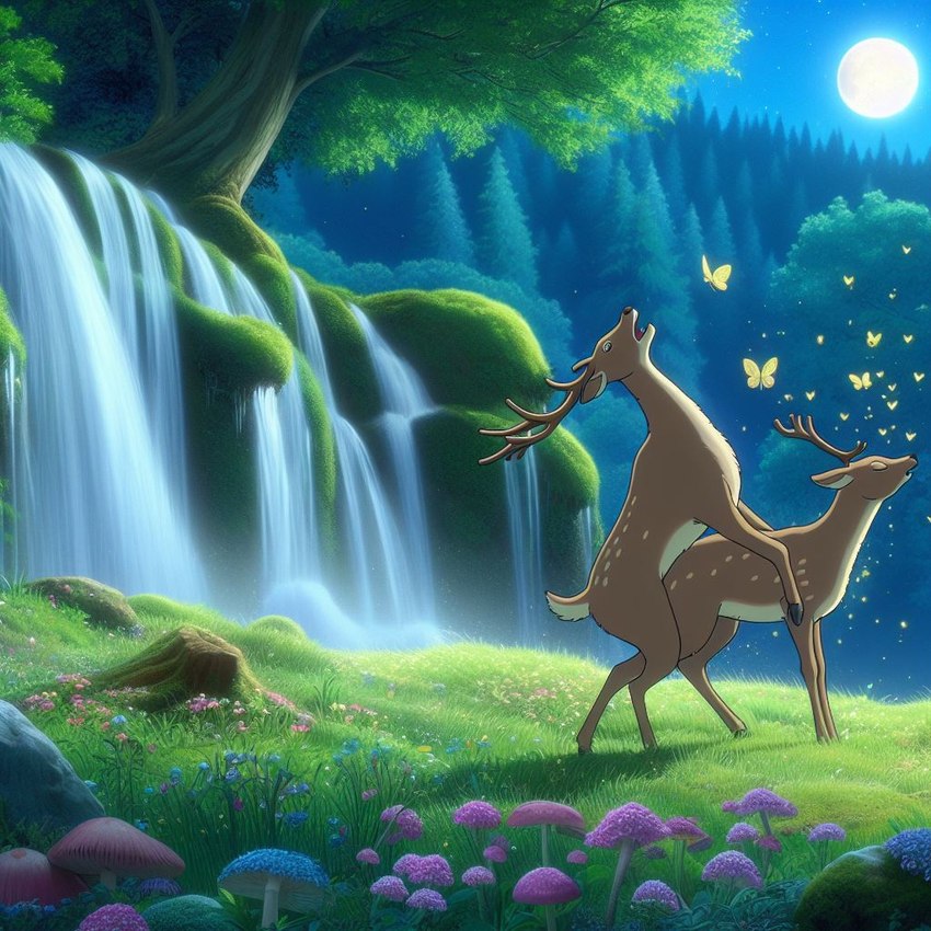 amazing_background antlers detailed_background duo eyes_closed feral forest from_behind_position full_moon fungus fur grass horn looking_pleasured male male/male mating meadow moon mounting mushroom nature nature_background night open_mouth plant raised_head romantic romantic_ambiance sex spots spotted_body spotted_fur tree waterfall animaldreamvisuals ambient_arthropod ambient_butterfly ambient_insect arthropod butterfly cervid insect lepidopteran mammal 1:1