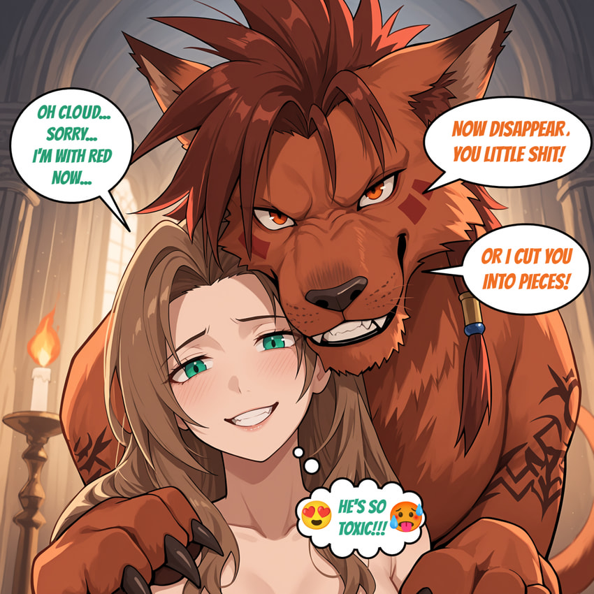 aerith gainsborough and red xiii (final fantasy vii) directed by wildclaw666