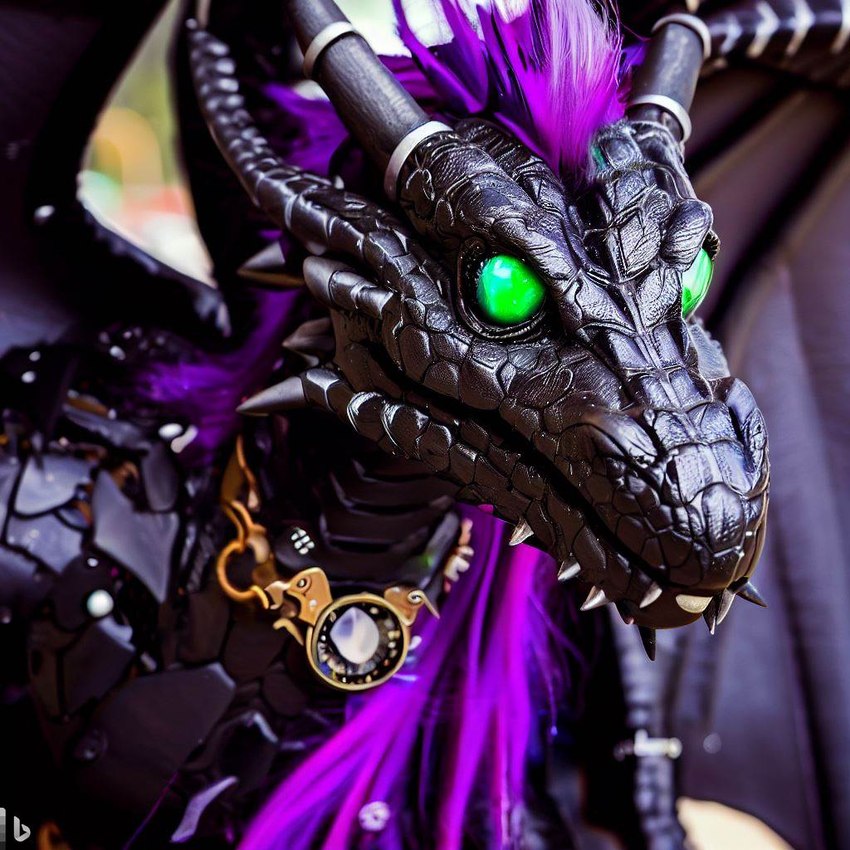 anthro glowing glowing_eyes green_eyes hair male purple_hair solo steampunk drax99 black_dragon