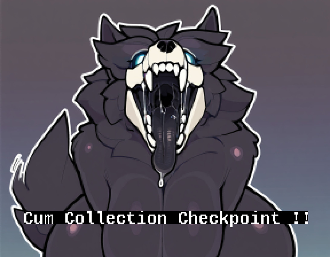 anthro black_body black_fur black_sclera black_tongue bodily_fluids bone breasts dialogue facial_tuft female fluffy fur gaping_mouth glowing glowing_eyes looking_at_viewer neck_tuft open_mouth pixelated presenting_mouth prompt saliva scp-1471 shoulder_tuft simple_background skull skull_head solo speech_bubble tail tail_motion tailwag talking_to_viewer teeth text tongue tongue_out tuft wide_hips flergox_(director) scp_foundation scp-1471-a canid digital_creature mammal skull_dog 2025 digital_media_(artwork) noobai_(model) pixel_(artwork)