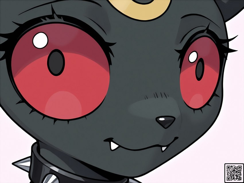 black_collar close-up collar cute_fangs eyelashes face_focus female feral long_eyelashes looking_at_viewer red_sclera simple_background solo spiked_collar spikes stare white_background wide_eyed the_yiff_republic nintendo pokemon selena_(the_yiff_republic) eeveelution generation_2_pokemon pokemon_(species) umbreon hi_res meme portrait
