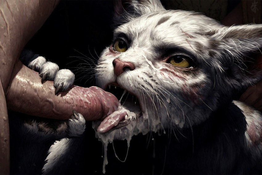 anthro bodily_fluids cum cum_in_mouth cum_inside duo fellatio female genital_fluids genitals male male/female oral penile penis sex hyperion felid human khajiit mammal