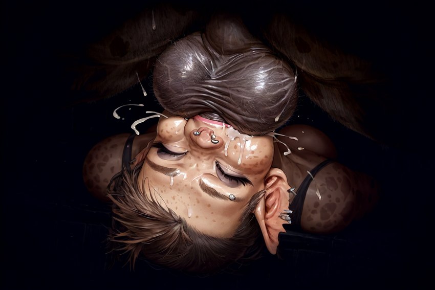 anthro balls balls_deep bodily_fluids cum deep_throat duo face_fucking female genital_fluids genitals irrumatio male male/female oral penetration penile sex throat_swabbing hyperion gnoll halfling humanoid hyaenid mammal
