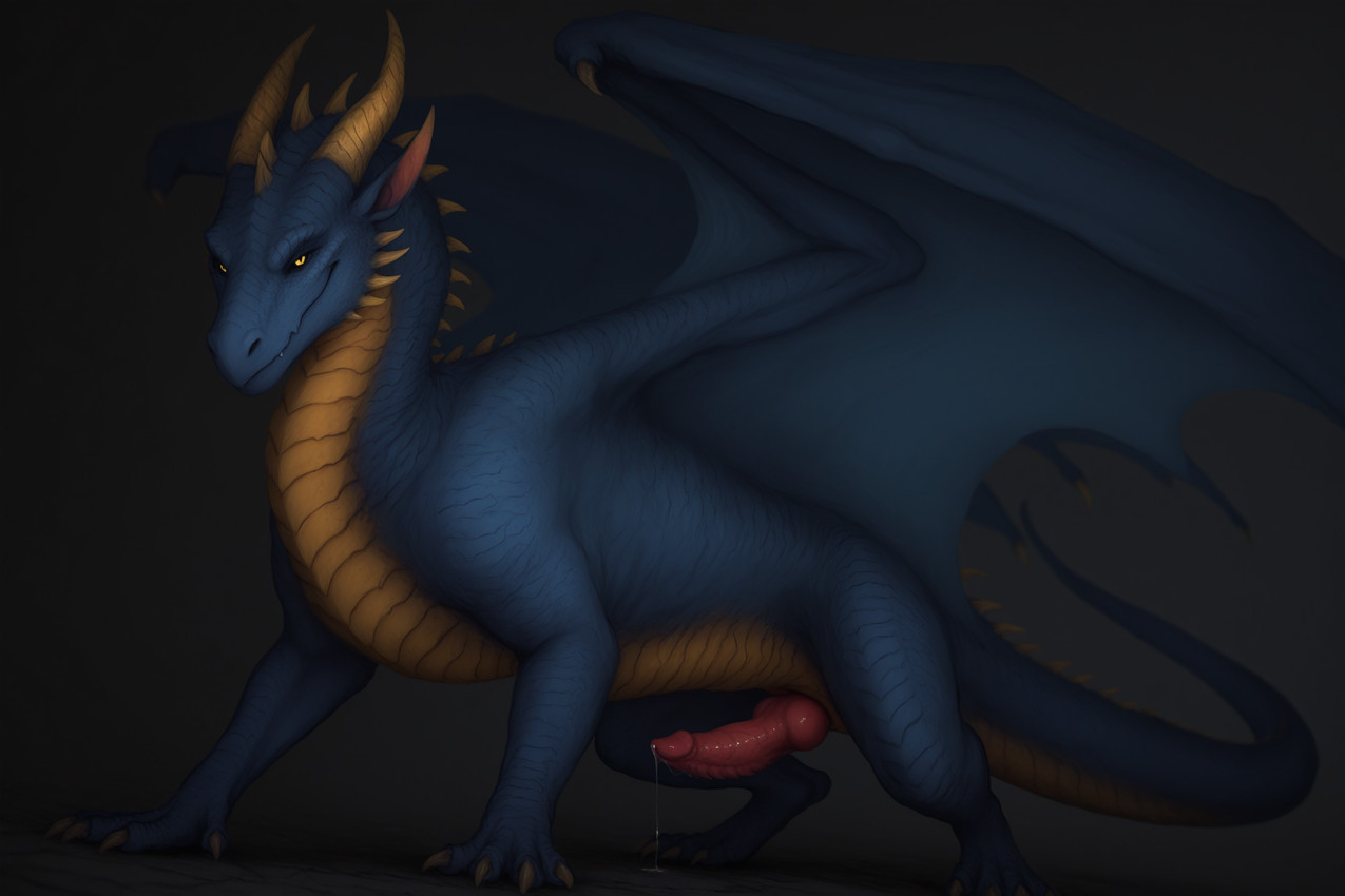blue_sclera bodily_fluids cave claws dark_background digitigrade erection feral genital_fluids genitals grey_body grey_scales horn knot looking_at_viewer male multicolored_body multicolored_scales mythology penis pink_penis precum pupils ridged_horn ridged_penis scales side_view slit_pupils smile smiling_at_viewer smirk solo spines standing two_tone_body two_tone_scales ventral_scales yellow_body yellow_eyes yellow_scales unknown_director dragon mythological_creature mythological_scalie reptile scalie hi_res