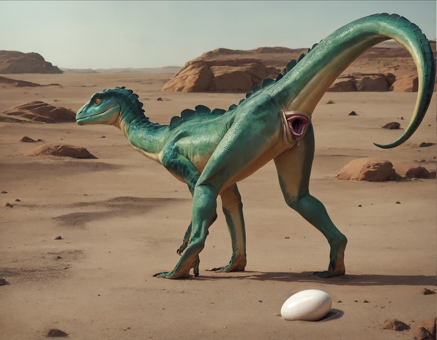 animal_genitalia anus bodily_fluids cloaca egg female feral genital_fluids genitals looking_at_viewer looking_back oviposition pupils pussy_juice slit_pupils solo jelloponies dinosaur dromaeosaurid reptile scalie theropod hi_res