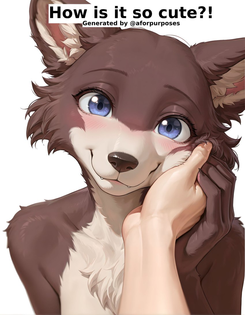 anthro blush duo female first_person_view looking_at_viewer simple_background smile solo_focus white_background aforpurposes beastars juno_(beastars) canid canine canis mammal wolf hi_res