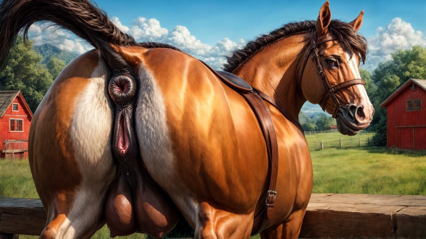 anus equine_anus female feral horny inviting looking_at_viewer looking_back looking_back_at_viewer puffy_anus saddle solo ruski218 equid equine horse mammal hi_res