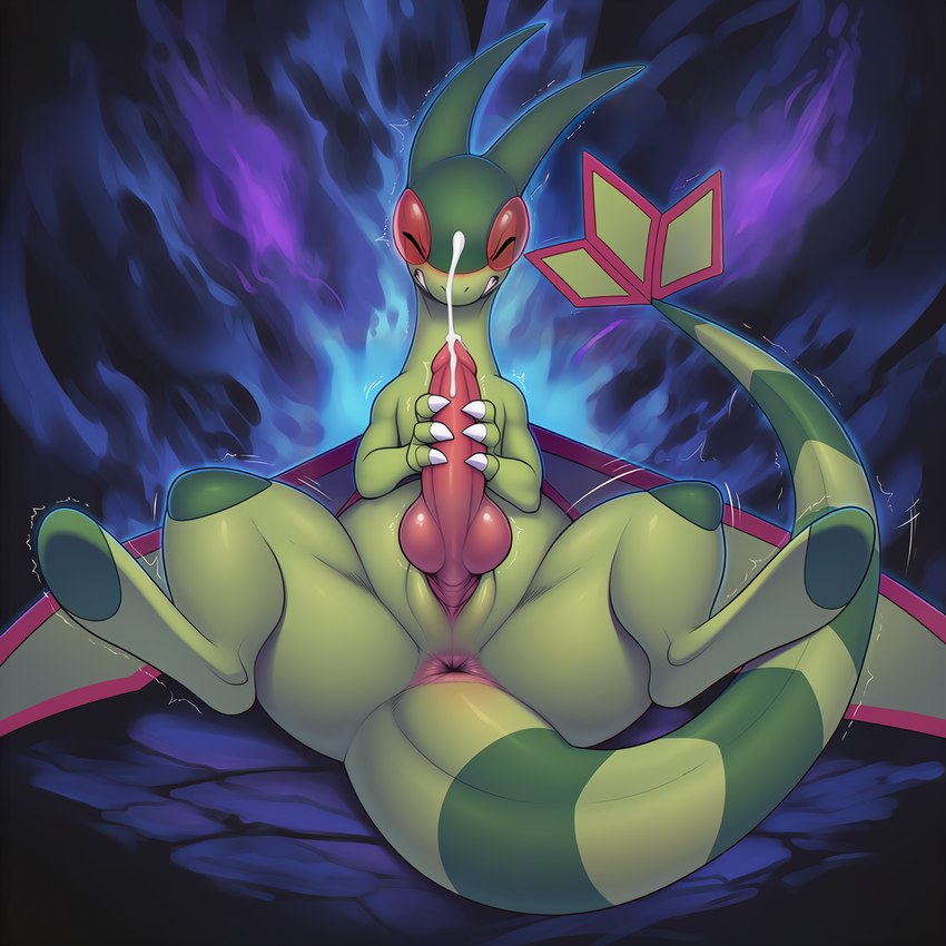 anus bodily_fluids clenched_teeth cum cumshot ejaculation eyes_closed feral fire genital_fluids genitals knot male masturbation mythology penis shaking shaking_orgasm solo tail teeth nintendo pokemon dragon flygon generation_3_pokemon mythological_creature mythological_scalie pokemon_(species) scalie hi_res