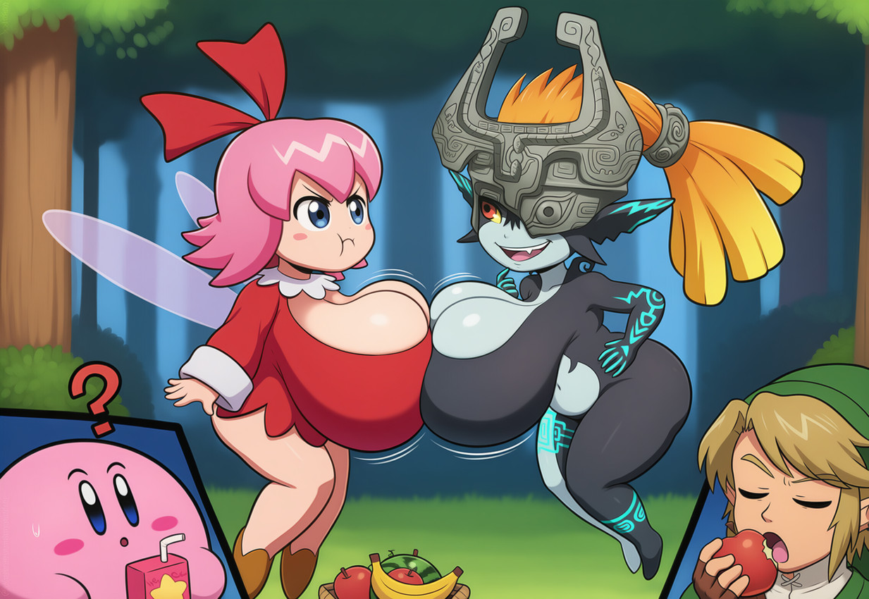 kirby, link, midna, and ribbon (the legend of zelda twilight princess and etc) directed by yasuhikonsfw