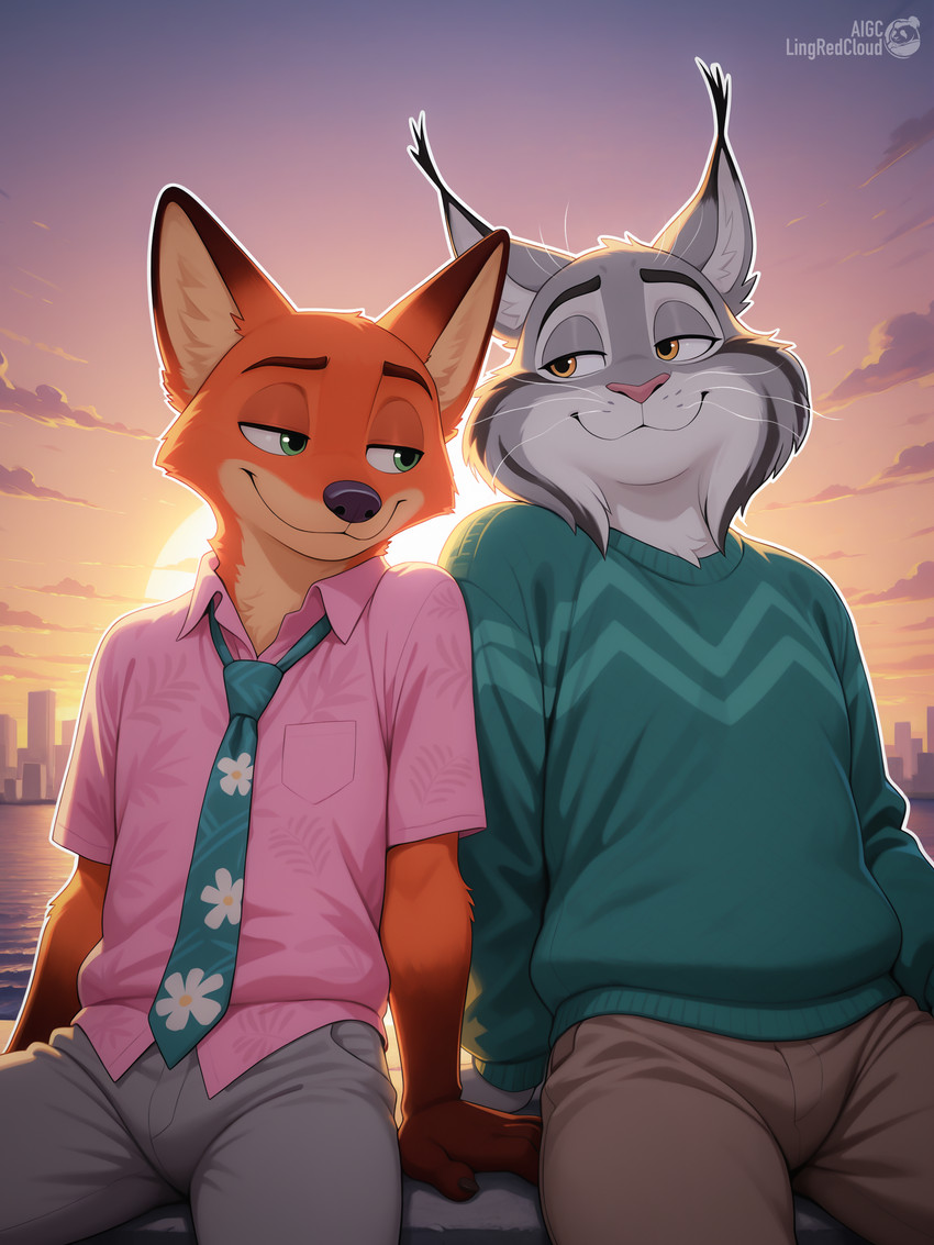 nick wilde and pawbert lynxley (zootopia and etc) directed by lingredcloud