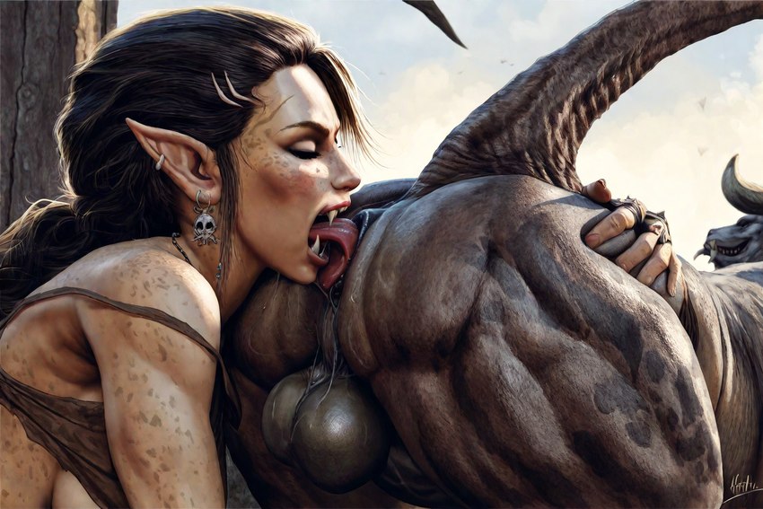 anal anthro balls butt female genitals licking male male/female oral rimjob rimming sex tongue tongue_out hyperion elf humanoid unknown_species