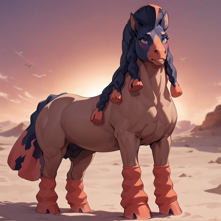 blush desert equine_genitalia female feral hooves mountains rock sand solo sunset matt3985_(director) phazon equid equine generation_7_pokemon horse mammal mudsdale pokemon_(species) hi_res