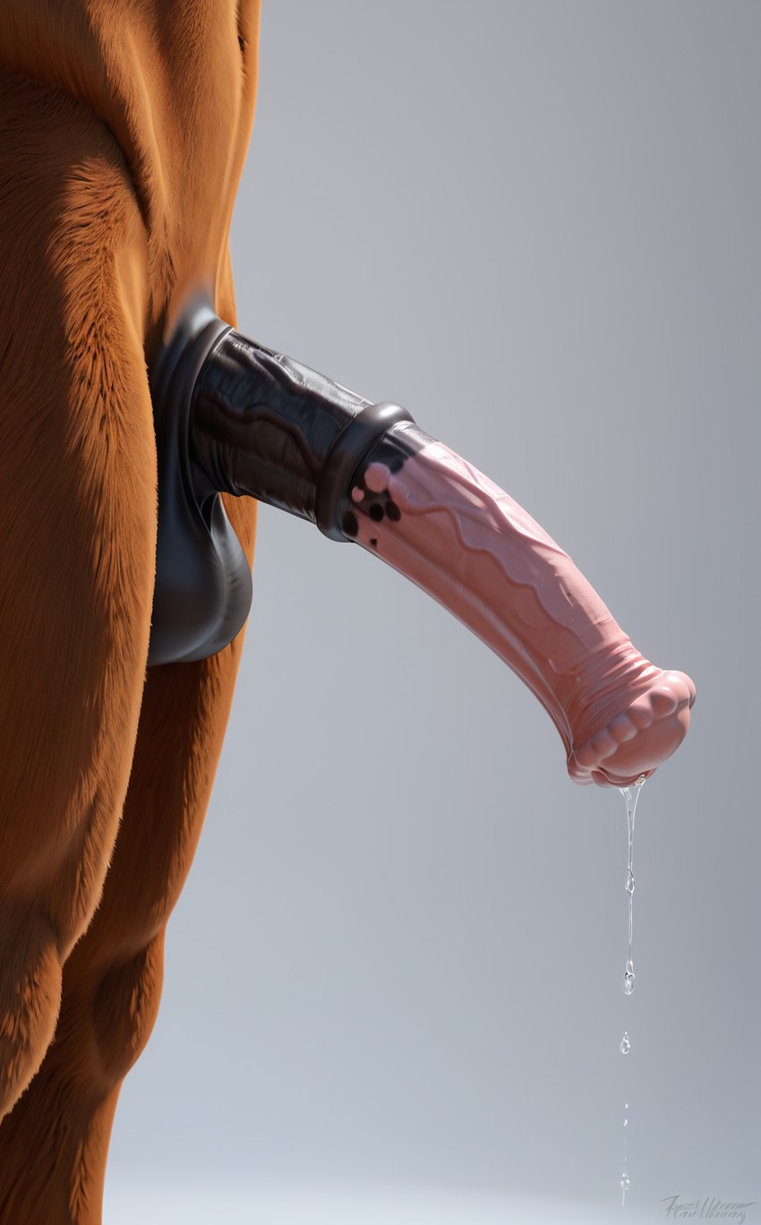 animal_genitalia animal_penis anthro balls big_balls big_penis bodily_fluids brown_body equine_genitalia equine_penis genital_fluids genitals leaking_precum male nude penis precum presenting solo zannos equid equine mammal absurd_res hi_res