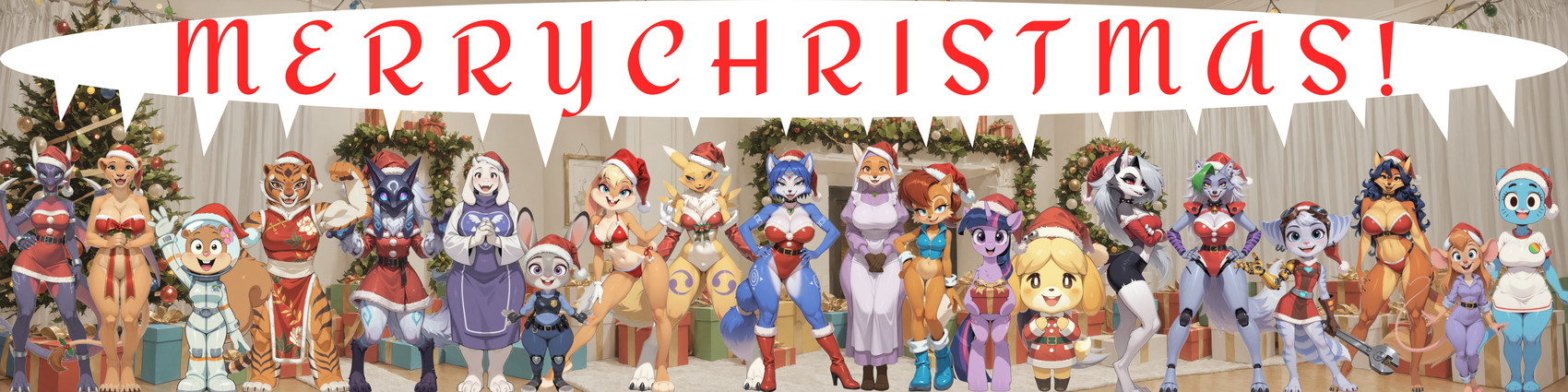 anthro big_breasts bikini black_clothing blonde_hair blue_body blue_eyes blue_fur blue_hair boots bottomwear breasts canine_demon christmas christmas_clothing christmas_headwear christmas_tree claws cleavage clothed clothing costume countershading crossover dress eyewear feet female female_anthro footwear fur genitals gift gloves grey_body grey_fur grey_hair group hair handwear hat headgear headwear high_heels jewelry looking_at_viewer machine markings mature_female multicolored_body multicolored_fur mythology nipples open_mouth orange_body piercing plant purple_body purple_eyes pussy red_clothing red_eyes ring ring_piercing santa_hat shoes smile stripes swimwear tail tan_body text toes tree two-piece_swimsuit two_tone_body two_tone_fur underwear white_body white_clothing white_fur yellow_body yellow_fur gridanon activision animal_crossing digimon disney five_nights_at_freddy's five_nights_at_freddy's:_security_breach friendship_is_magic hellaverse helluva_boss league_of_legends looney_tunes my_little_pony nickelodeon nintendo ratchet_and_clank riot_games sega sly_cooper_(series) sonic_the_hedgehog_(archie) sonic_the_hedgehog_(series) spongebob_squarepants spyro_the_dragon star_fox steel_wool_studios tencent the_lion_king undertale_(series) zootopia carmelita_fox cynder gadget_hackwrench isabelle_(animal_crossing) judy_hopps kindred_(lol) krystal_(star_fox) lamb_(lol) lola_bunny loona_(helluva_boss) maid_marian master_tigress nala_(the_lion_king) nicole_watterson rivet_(ratchet_and_clank) roxanne_wolf_(fnaf) sally_acorn sandy_cheeks toriel twilight_sparkle_(mlp) boss_monster bovid canid canid_demon canine canis caprine demon digimon_(species) domestic_dog dragon equid equine felid feline fox hellhound horse lagomorph leporid lion lombax mammal mouse murid murine mythological_creature mythological_scalie pantherine pony rabbit renamon rodent scalie sciurid tiger wolf absurd_res hi_res long_image stable_diffusion wide_image