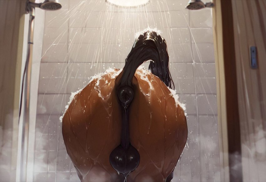 anus balls brown_body butt equine_anus feral fur genitals male penis presenting presenting_anus puffy_anus raised_tail rear_view shower shower_room showering solo solo_focus wet wet_balls wet_body wet_fur wet_penis white_body dino2k equid equine horse mammal