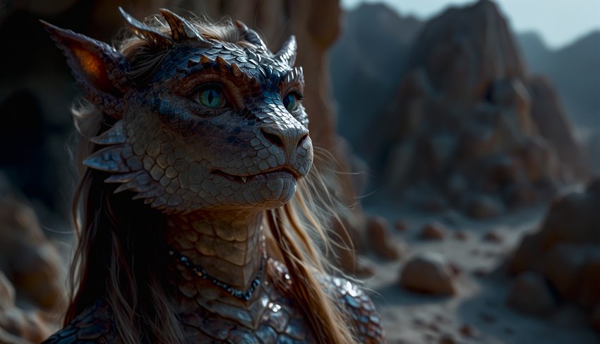 ambiguous_gender anthro blue_eyes hair long_hair realistic solo akhiezer hybrid scalie absurd_res hi_res