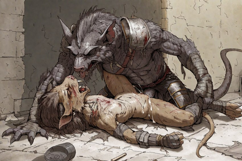 anthro blood bodily_fluids duo eyes_closed female forced genitals male male/female penetration penis piercing rape scratches tongue tongue_out vaginal vaginal_penetration violence hyperion felid hybrid khajiit mammal