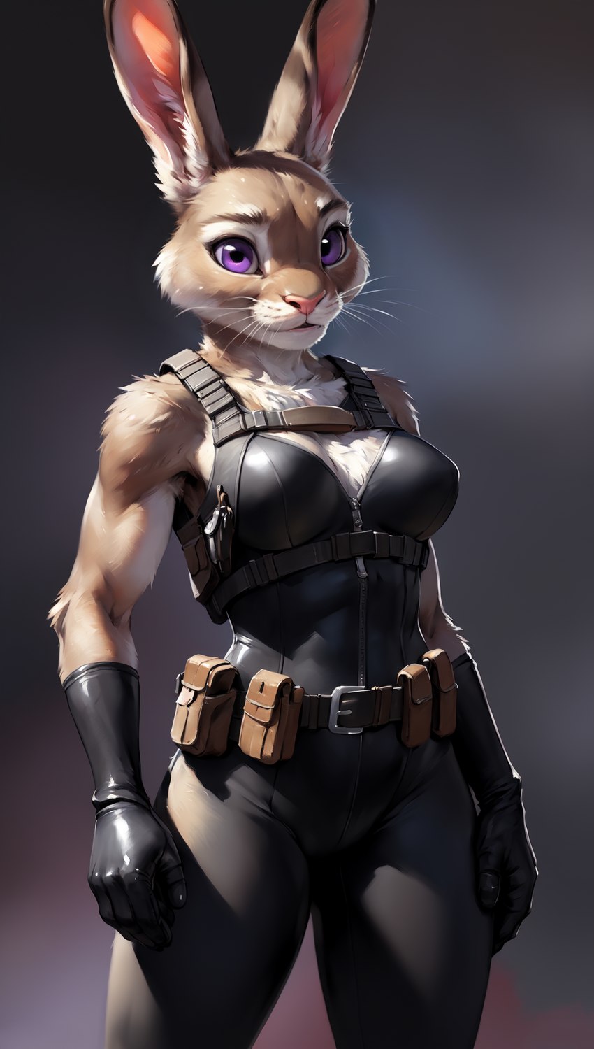 anthro belt breasts cleavage clothed clothing disney ears_up female gloves handwear looking_at_viewer solo solo_focus standing tactical_gear tight_clothing zipper hank94_(director) zootopia judy_hopps lagomorph leporid mammal rabbit hi_res