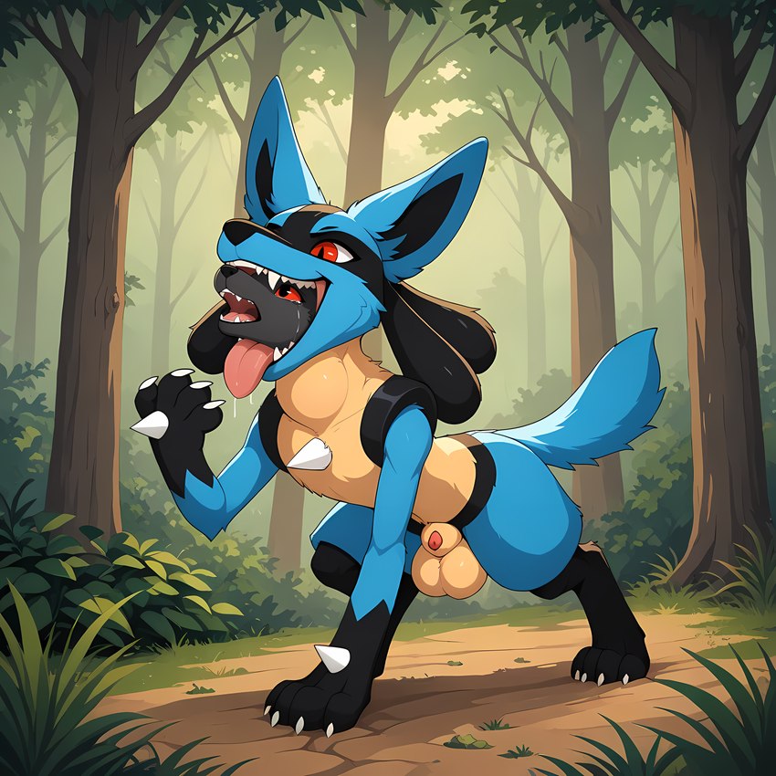 animal_genitalia anthro balls duo genitals male neck_bulge penis penis_tip sheath swallowing vore thedavid eeveelution generation_2_pokemon generation_4_pokemon lucario pokemon_(species) umbreon hi_res