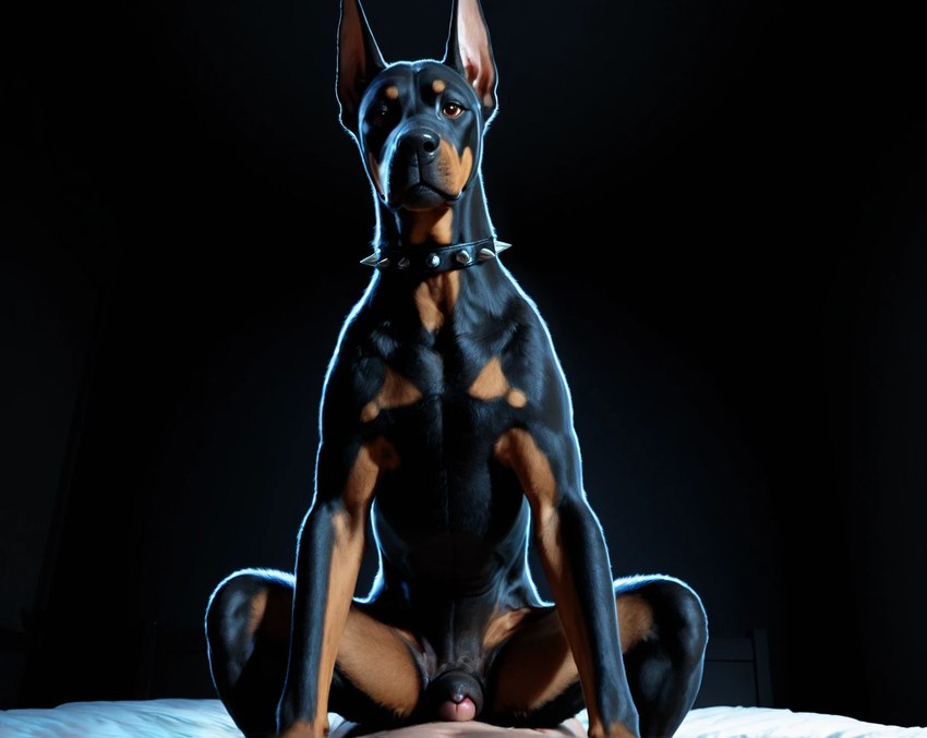 anatomically_correct anatomically_correct_genitalia anatomically_correct_pussy animal_genitalia animal_pussy bestiality canine_genitalia canine_pussy collar cowgirl_position duo feral feral_on_top first_person_view from_front_position genitals human_on_feral human_pov interspecies looking_at_viewer lying mostly_offscreen_character on_back on_bottom on_top penis photorealism photorealistic pussy sex sitting_on_another sitting_on_penis solo_focus spiked_collar spikes director_yiffy canid canine canis dobermann domestic_dog human mammal pinscher hi_res