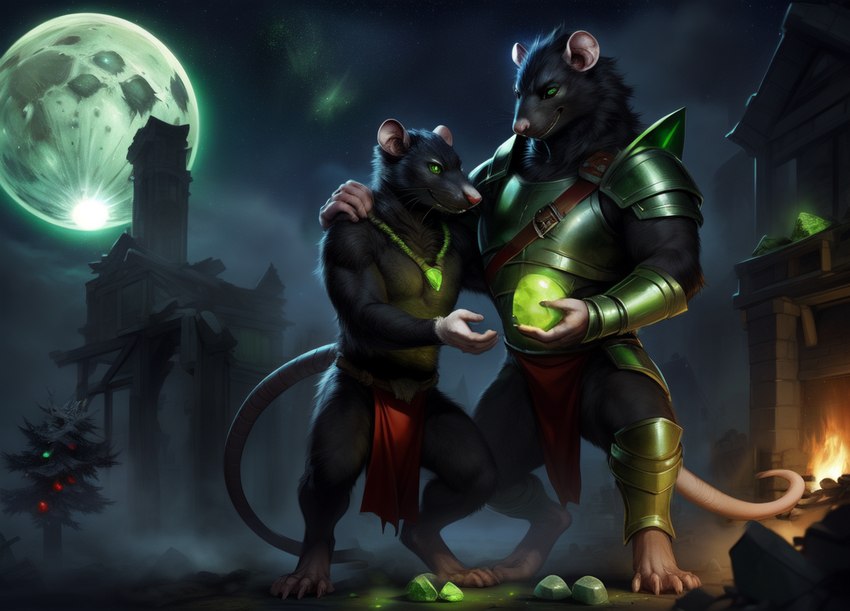 anthro christmas doggystyle duo embrace from_behind_position hammer hug img2img male male/male sex size_difference tools warhammer gilbertaram mammal murid murine rat rodent skaven