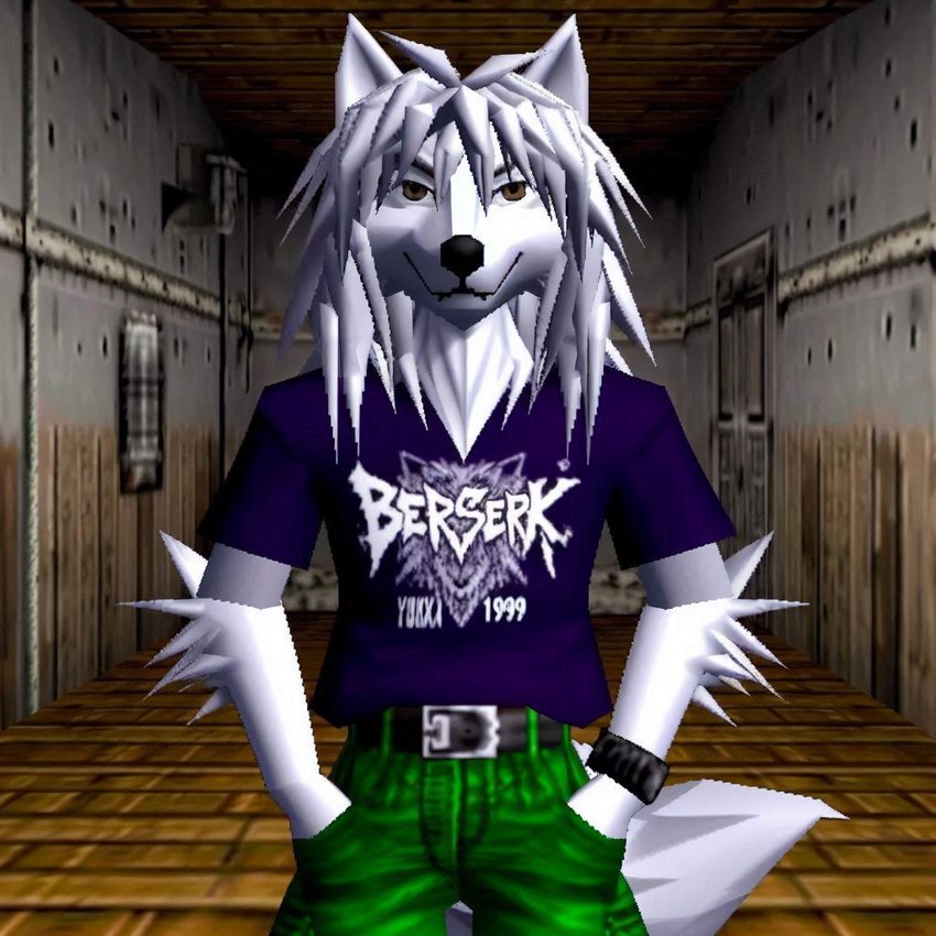 abandoned_building anthro belt bing_image_creator bottomwear brown_eyes cargo_pants clock clothing elbow_tuft front_view fur graphic_tee green_bottomwear green_clothing green_pants hair hand_in_pocket inside low_poly male medium_hair messy_hair pants pockets purple_clothing purple_shirt purple_topwear shirt solo standing t-shirt text topwear upper_body watch white_body white_fur white_hair wood_floor wristwatch 7oxytron canid canine canis domestic_dog mammal nordic_sled_dog samoyed spitz 3d_(artwork) digital_media_(artwork)