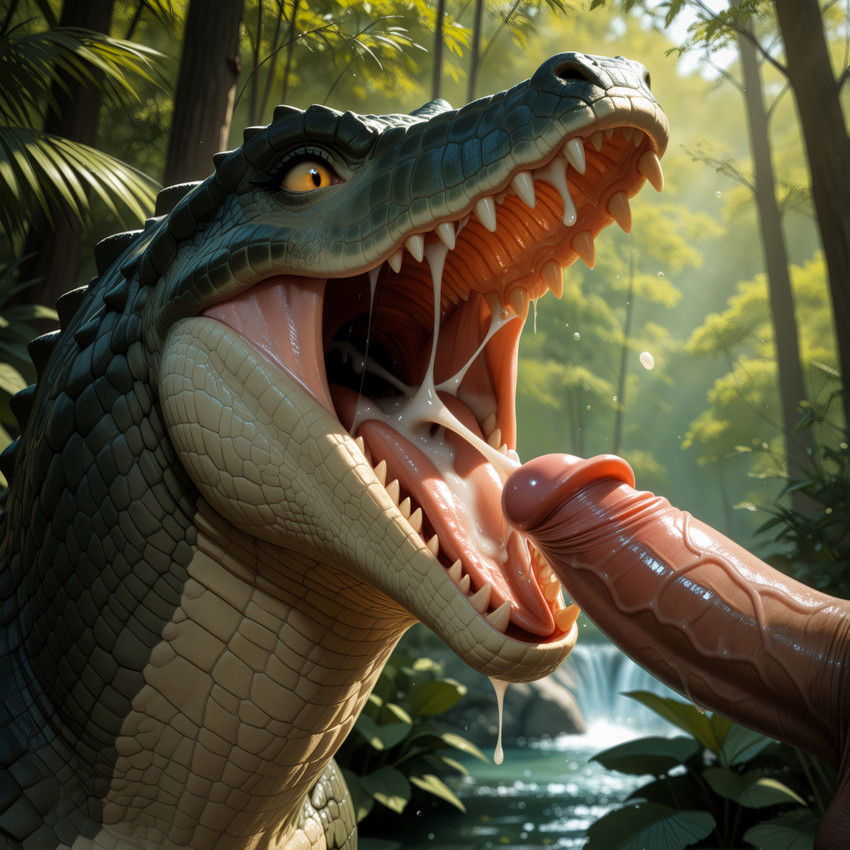 amazing_background bestiality bodily_fluids cum cum_drip cum_in_mouth cum_inside cum_on_body cum_on_penis cum_on_tongue cum_strand cum_string cumshot cumshot_in_mouth day detailed_background detailed_scales dripping duo ejaculation erection eyelashes faceless_character faceless_male female female_focus female_on_human feral feral_focus foreskin forest genital_danger_play genital_fluids genitals glans glistening glistening_eyes glistening_genitalia glistening_penis glistening_tongue green_body green_scales gums human_on_feral interspecies jungle light long_mouth male male/female male_on_feral medium_penis multicolored_body multicolored_scales nature open_mouth oral orgasm outside penile penis photorealism pink_glans pink_tongue plant pupils retracted_foreskin rock saliva saliva_string scales sharp_teeth smile snout solo_focus sunlight tan_body tan_penis teeth teeth_showing tongue tree two_tone_body vein veiny_penis water waterfall yellow_eyes yellow_sclera birdlover alligatorid crocodile crocodilian crocodylid human mammal reptile scalie 3d_(artwork) absurd_res detailed digital_media_(artwork) hi_res lighting shaded