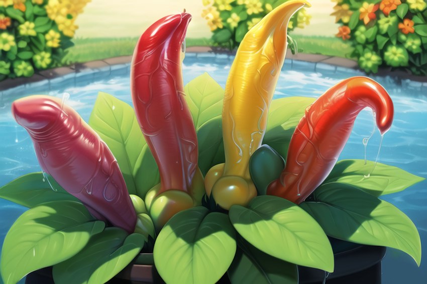 2023 bodily_fluids cum flower garden genital_fluids genitals knot leaf multi_genitalia multi_penis outdoors outside penis plant plant_penis plant_pot pool potted_plant unusual_anatomy unusual_genitalia unusual_penis what_has_science_done avaru tagme