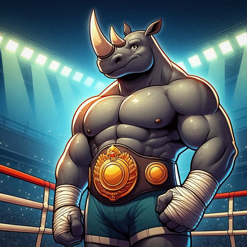 2024 5_fingers abs anthro arena audience belt biceps big_abs big_biceps big_deltoids big_muscles big_pecs big_trapezius big_triceps biped black_pupils blue_bottomwear blue_clothing blue_shorts bodily_fluids bottomwear broad_shoulders brown_eyes championship_belt closed_smile clothed clothed_anthro clothed_male clothing crowd dall-e_3 deltoids detailed_background facial_horn fighting_ring fingernails fingers fist forearm_muscles front_view glistening glistening_body glistening_skin grey_body grey_skin group hand_wraps horn huge_biceps huge_deltoids huge_muscles huge_triceps humanoid_hands inside light light_horn looking_at_viewer low-angle_view male manly monotone_body monotone_skin multicolored_bottomwear multicolored_clothing multicolored_shorts muscular muscular_anthro muscular_arms muscular_male nails nipples nose_horn obliques pecs pink_nipples pupils serratus shorts small_nipples smile smiling_at_viewer solo_focus spotlight standing sweat sweaty sweaty_arms sweaty_body sweaty_chest sweaty_face tan_horn thick_neck three-quarter_view topless topless_anthro topless_male trapezius triceps two_tone_bottomwear two_tone_clothing two_tone_shorts wet wet_body wet_skin white_bottomwear white_clothing white_shorts wraps wrestler wrist_wraps zenithwolf henri_rosco mammal rhinocerotoid white_rhinoceros 1:1 detailed digital_drawing_(artwork) digital_media_(artwork) hi_res lighting portrait shaded three-quarter_portrait