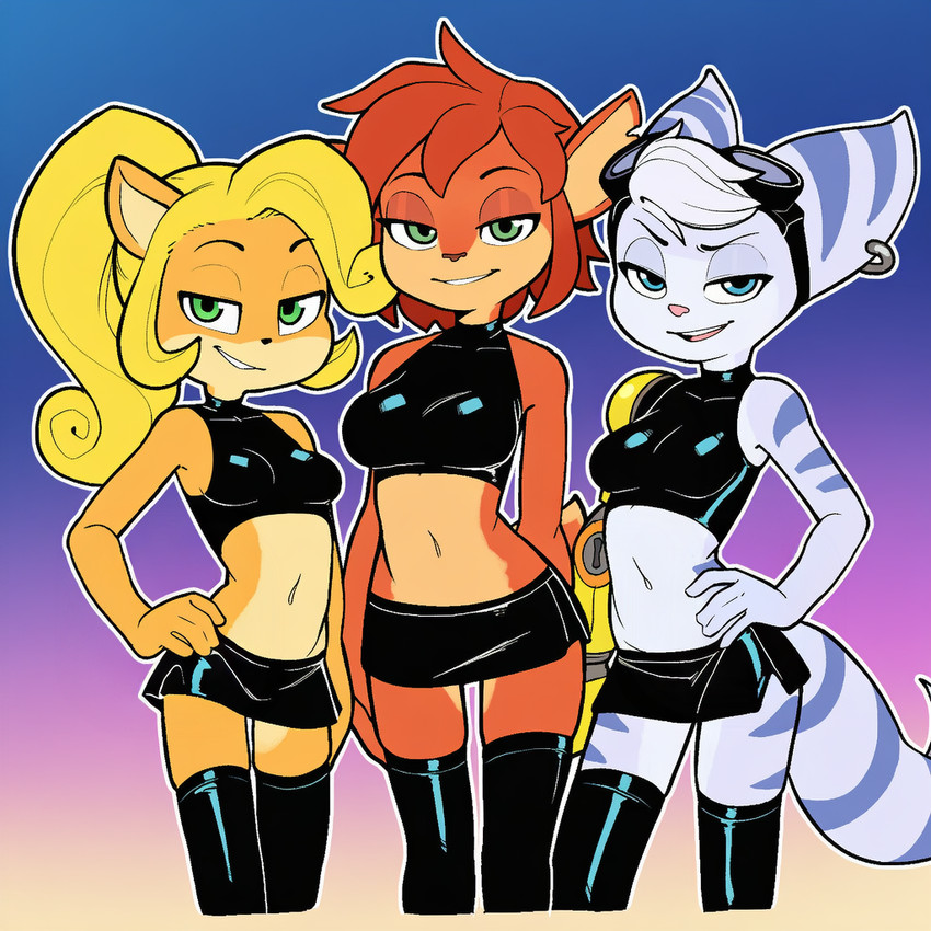 coco bandicoot, elora, and rivet (crash bandicoot (series) and etc) directed by director sabre