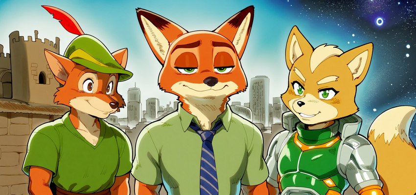 fox mccloud, nick wilde, and robin hood directed by hank94 (director)