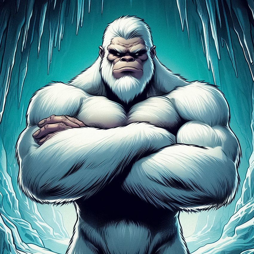 2024 anthro backlighting beard biceps big_biceps big_deltoids big_forearm_muscles big_muscles big_triceps biped broad_shoulders cave crossed_arms dall-e_3 deltoids detailed_background empty_eyes eyebrows facial_hair fingernails forearm_muscles front_view frown fur hair hand_on_arm holding_arm humanoid_ears humanoid_hands ice icicle inside light light_beard light_body light_ears light_eyebrows light_facial_hair light_fur light_hair light_skin looking_at_viewer male manly mature_anthro mature_male monotone_body monotone_fur monotone_hair monotone_skin mouth_closed multicolored_body muscular muscular_anthro muscular_male nails nude nude_anthro nude_male pale_body pale_ears pale_skin pecs snow solo standing tan_body tan_ears tan_skin thick_neck trapezius triceps two_tone_body v-line white_beard white_body white_eyebrows white_facial_hair white_fur white_hair zenithwolf ape cryptid haplorhine mammal monster primate yeti 1:1 blue_theme cool_colors detailed digital_media_(artwork) half-length_portrait hatching_(art) hi_res lighting portrait shaded