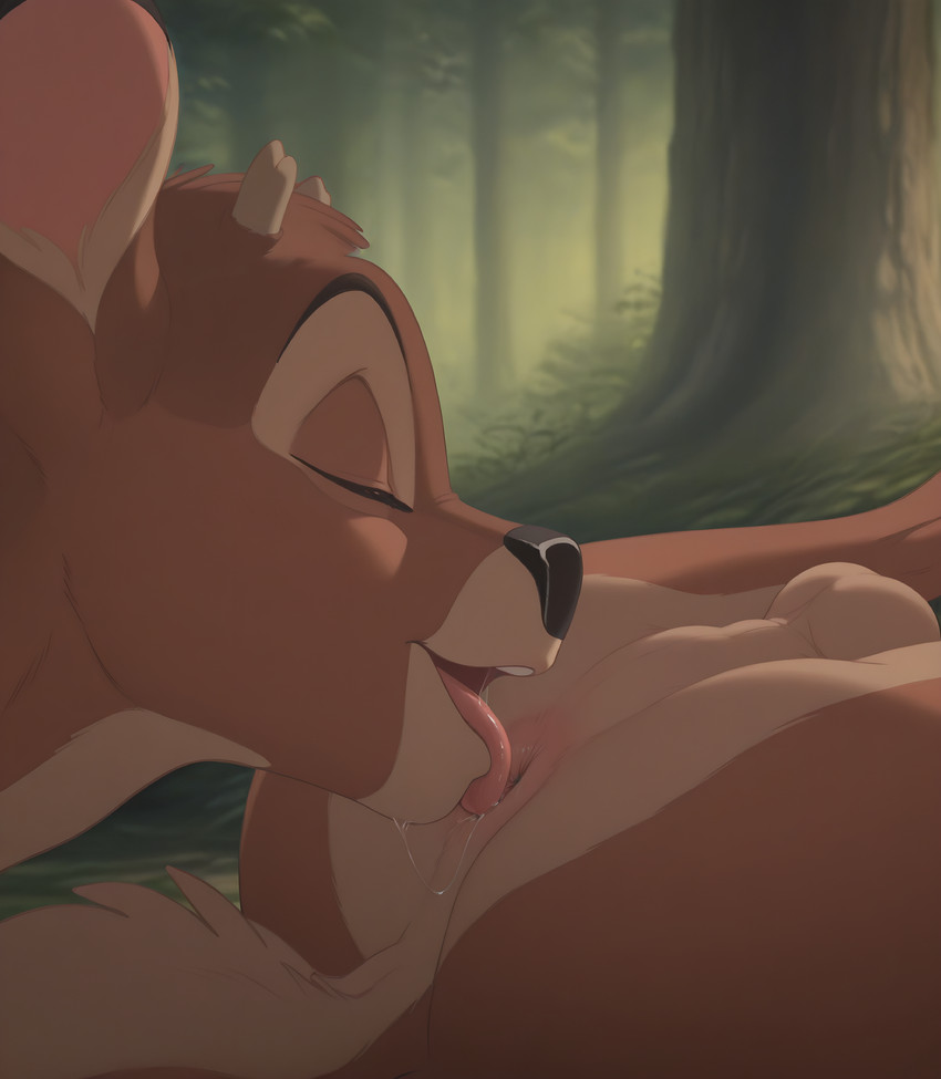 anal anus balls bodily_fluids duo forest genitals licking male male/male oral plant rimming saliva sex tongue tongue_out tree cayuse bambi cervid mammal hi_res