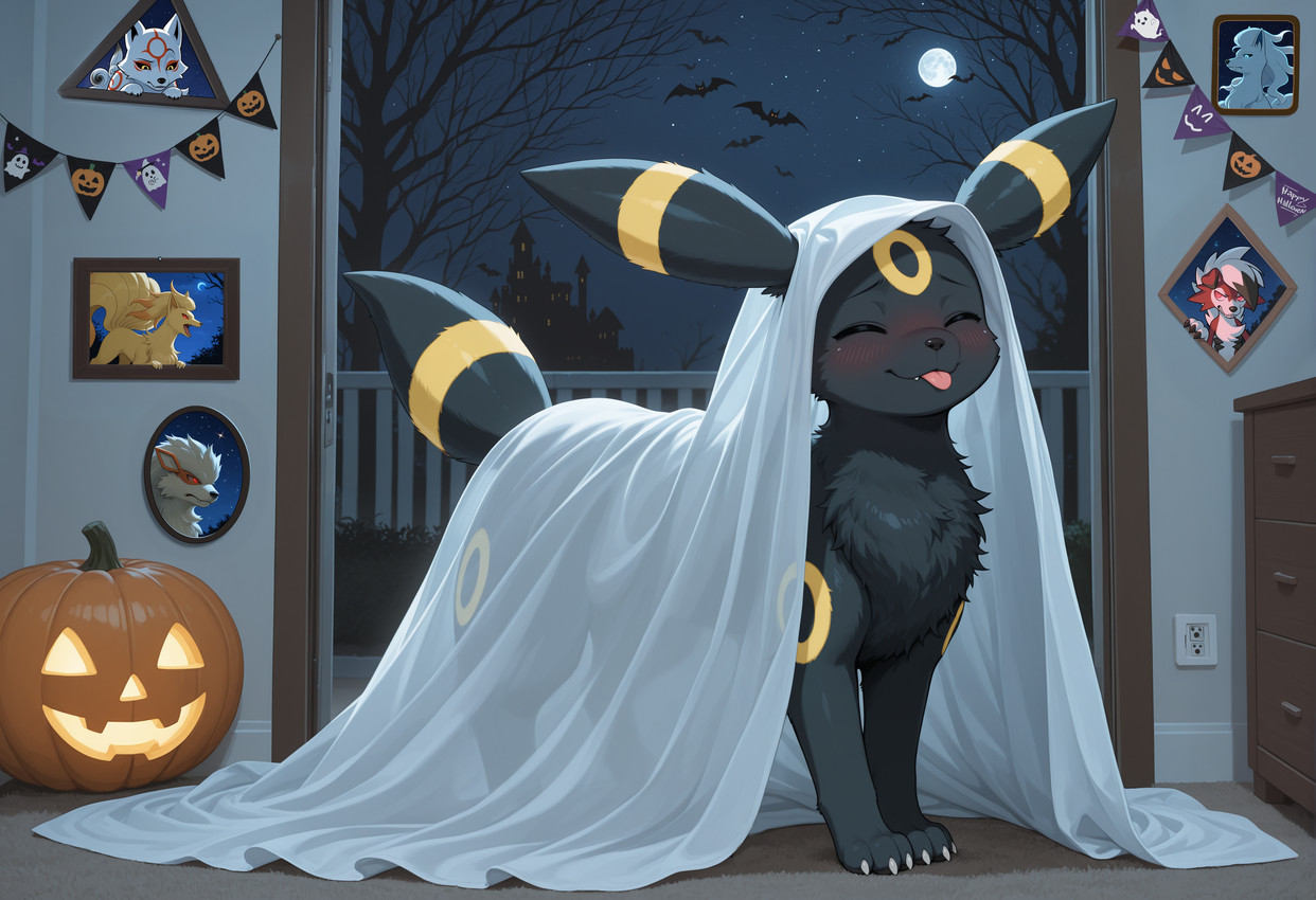 ambiguous_gender bedding black_body black_fur black_nose blanket blep blue_eyes blush blush_lines canine_ears canine_nose canine_teeth castle chest_tuft claws door doorway dresser electric_outlet eyes_closed fence feral fluffy fluffy_fur food fruit full_moon fur furniture hair halloween inside jack-o'-lantern mane mane_hair markings moon photo picture_frame plant pumpkin red_body red_eyes red_fur red_markings smile solo standing tan_body tan_fur tongue tongue_out tree tuft white_body white_fur notthatclassic nintendo okami_(capcom) pokemon amaterasu_(okami) alolan_form alolan_ninetales arcanine bat canid canine canis eeveelution generation_1_pokemon generation_2_pokemon generation_7_pokemon lycanroc mammal midnight_lycanroc ninetales pokemon_(species) regional_form_(pokemon) umbreon wolf hi_res