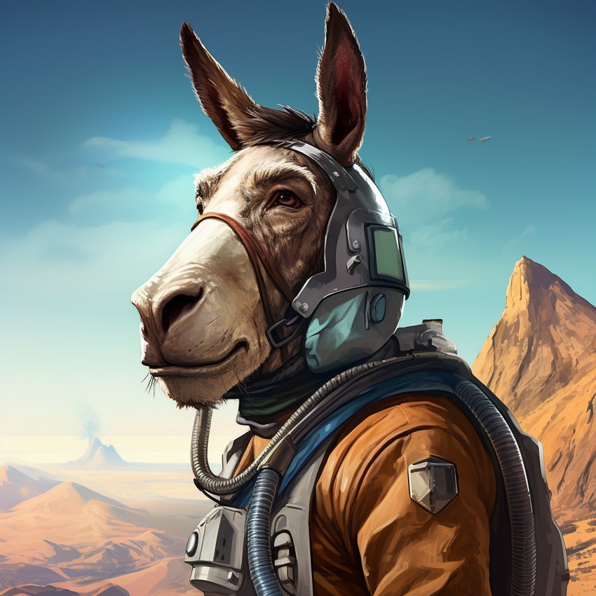 anthro brown_body brown_eyes brown_fur clothing desert fur mountain mountains orange_clothing solo solo_focus spacesuit bahufaru asinus donkey equid equine mammal