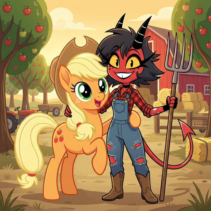 applejack and millie (friendship is magic and etc) directed by foxntail