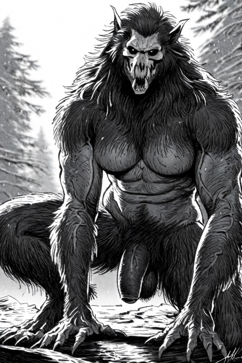 anthro balls genitals male muscular muscular_male nude penis solo hyperion monster attempted_signature hi_res