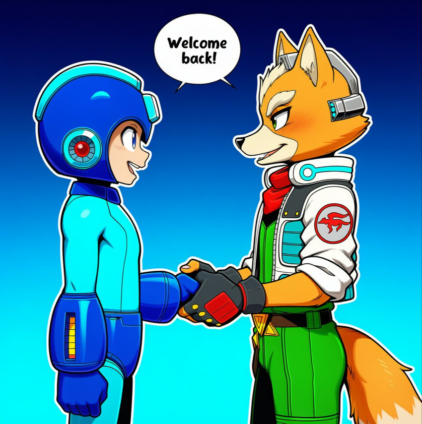 fox mccloud and mega man (mega man (series) and etc) directed by anonymous director