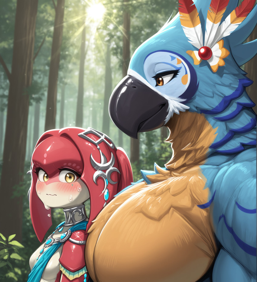 kass and mipha (girl staring at man's chest and etc) directed by gridanon