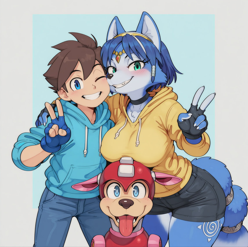 krystal, mega man, and rush (mega man (series) and etc) directed by anonymous director