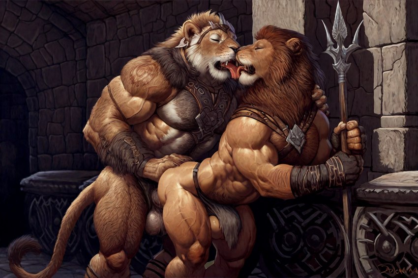 anal anal_penetration anthro balls duo genitals kissing male male/male penetration penis hyperion felid lion mammal pantherine